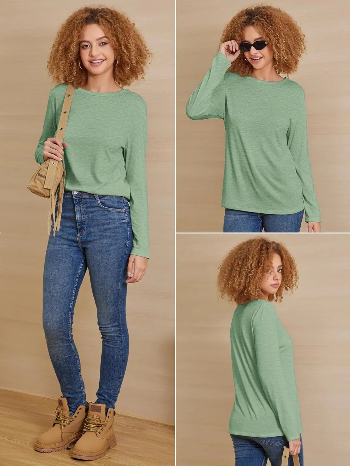 ATHMILE Womens Long Sleeve Shirts Basic Tee Fall Trendy Spring Top Business Casual Beach Vacation Workout 2025 Fashion