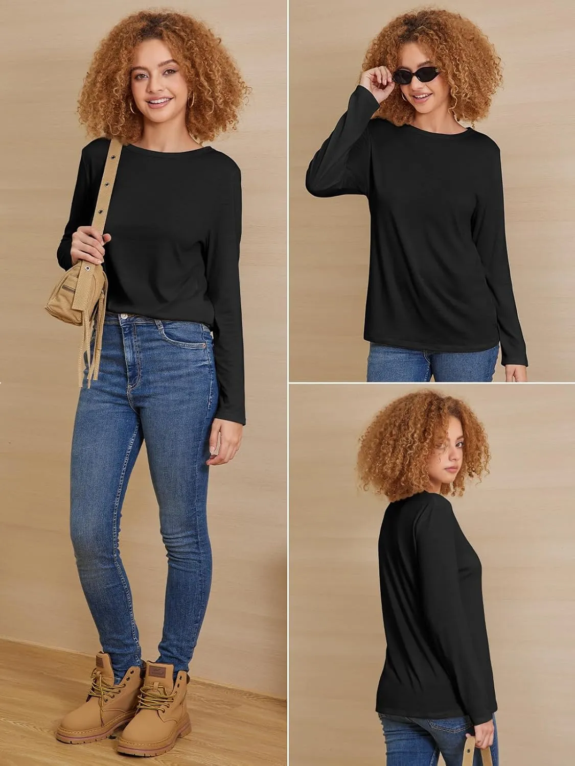 ATHMILE Womens Long Sleeve Shirts Basic Tee Fall Trendy Spring Top Business Casual Beach Vacation Workout 2025 Fashion