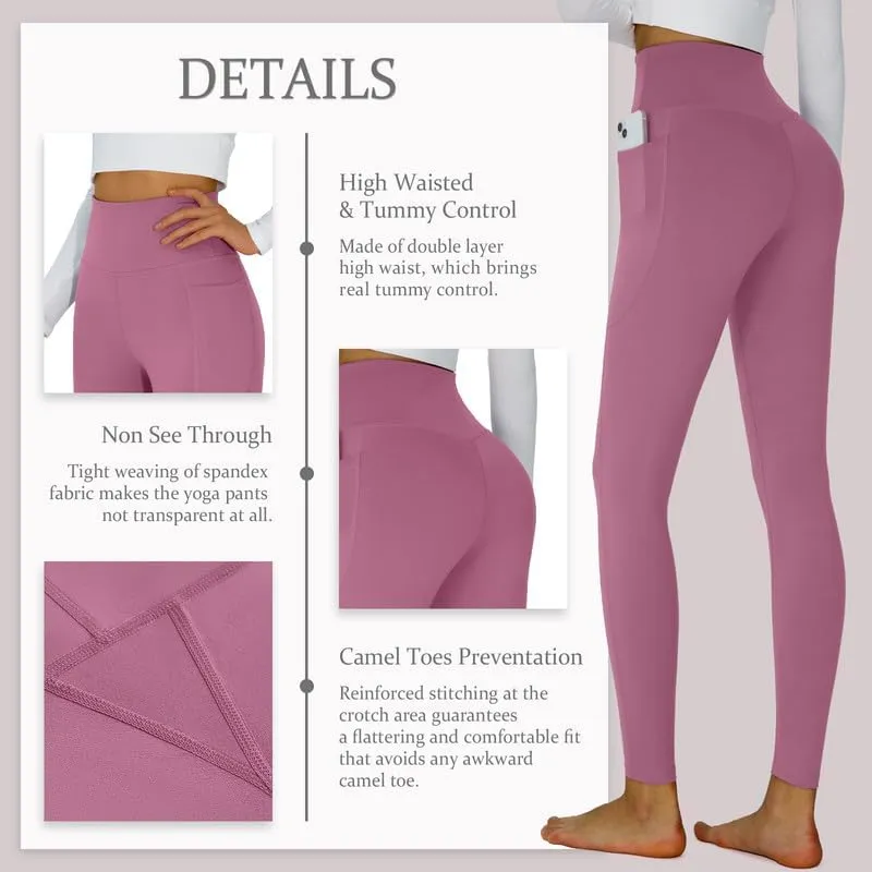 BEARTALON Yoga Leggings for Women High Waisted Yoga Pants Tummy Control Workout Leggings with Pockets Gym Hiking Casual