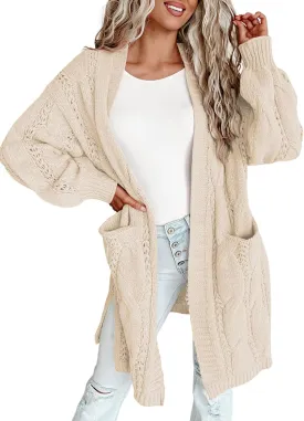 Dokotoo Long Cardigans for Women Open Front Long Sleeves Lightweight Fall Sweaters with Pockets
