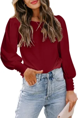DOROSE Womens Tops Puff Sleeve Blouses Dressy Casual Work T Shirts
