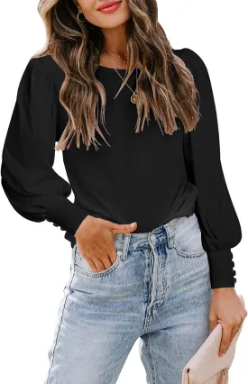 DOROSE Womens Tops Puff Sleeve Blouses Dressy Casual Work T Shirts
