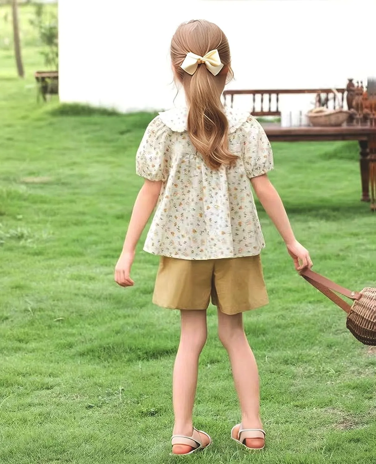 Girls Summer Short Sleeve Tops Cute Ruffle Square Neck Peplum Shirts Casual Cotton Smocked Blouse 2-12 Years