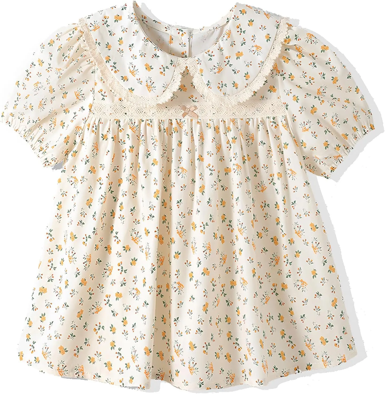 Girls Summer Short Sleeve Tops Cute Ruffle Square Neck Peplum Shirts Casual Cotton Smocked Blouse 2-12 Years