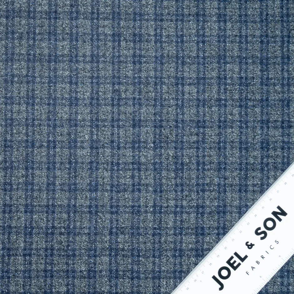 Grey & Blue Checkered Pure Wool Suiting
