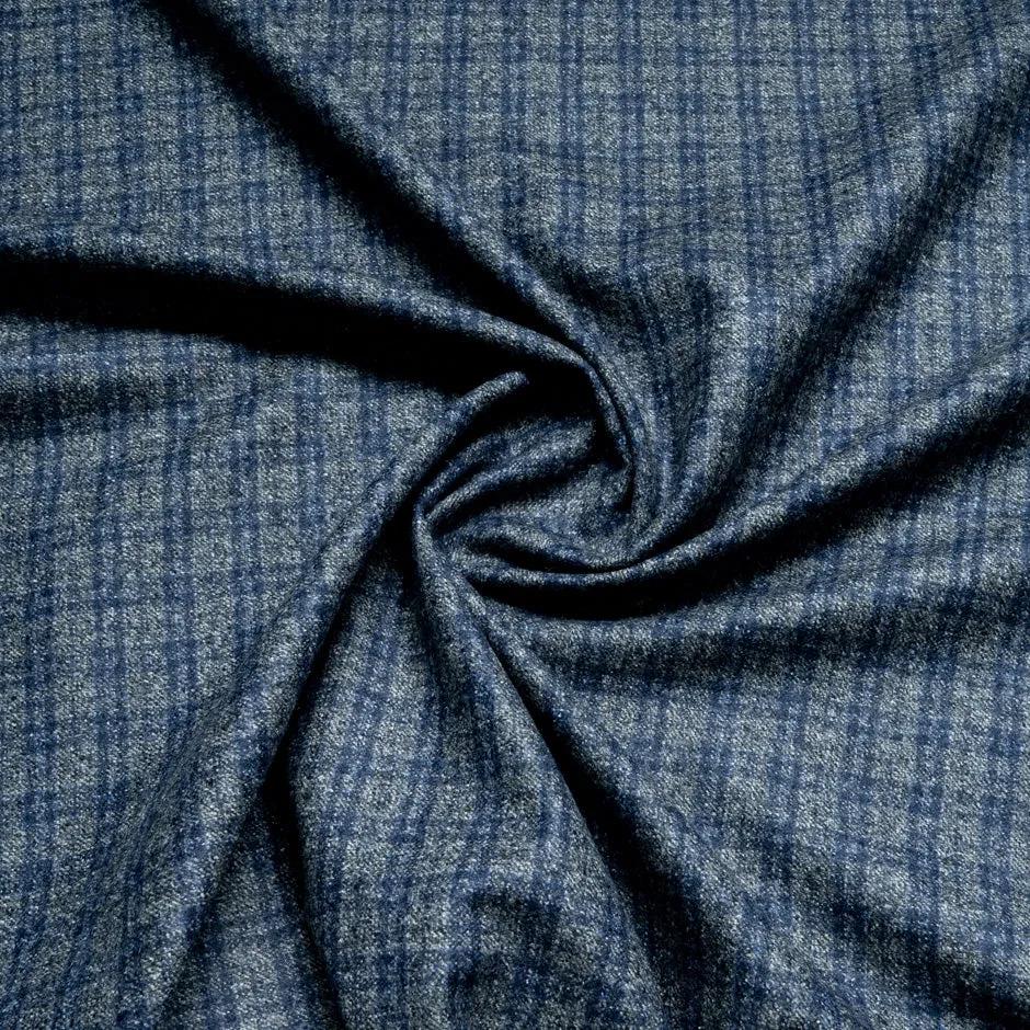 Grey & Blue Checkered Pure Wool Suiting