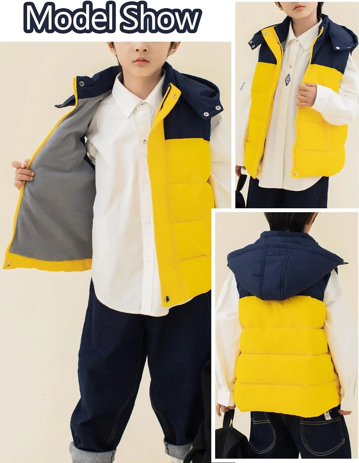 Happy Cherry Kids Down Jacket Hooded Vest Winter Jacket for Boys Hoodies Padded Jackets Girls Outwear Coat 3-14 Years