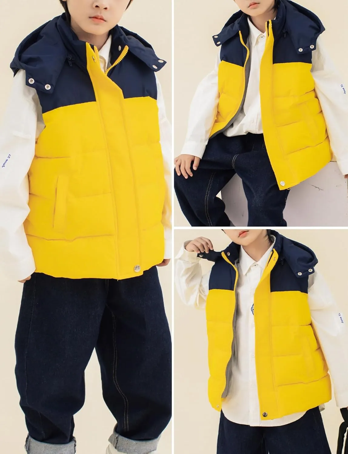 Happy Cherry Kids Down Jacket Hooded Vest Winter Jacket for Boys Hoodies Padded Jackets Girls Outwear Coat 3-14 Years