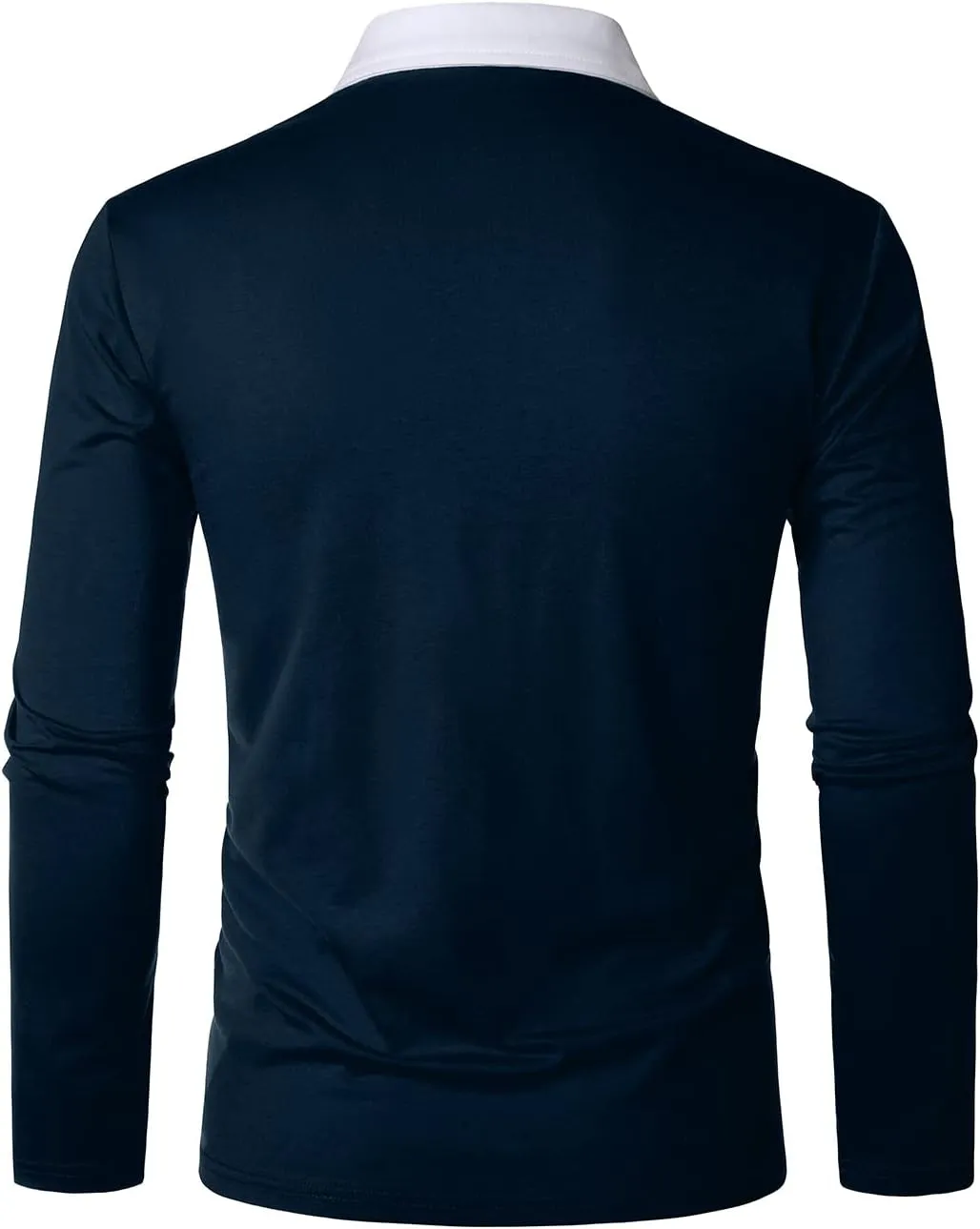 HOOD CREW Mens Long Sleeve Polo Shirts Fashion Color Block Zipper T Shirts