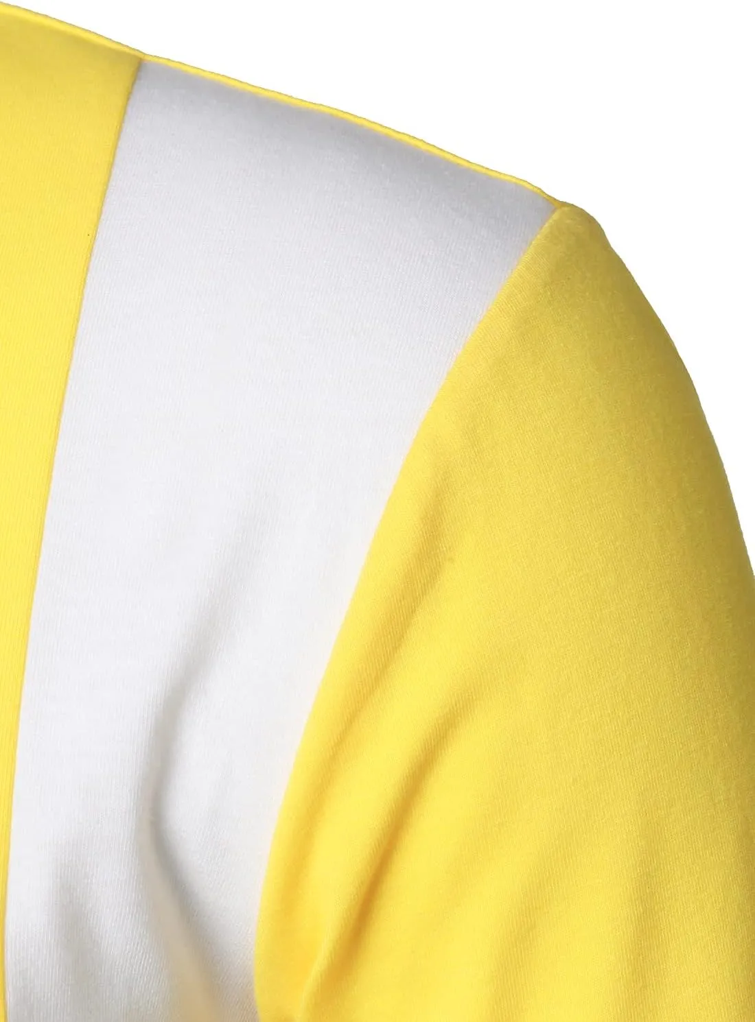 HOOD CREW Mens Long Sleeve Polo Shirts Fashion Color Block Zipper T Shirts