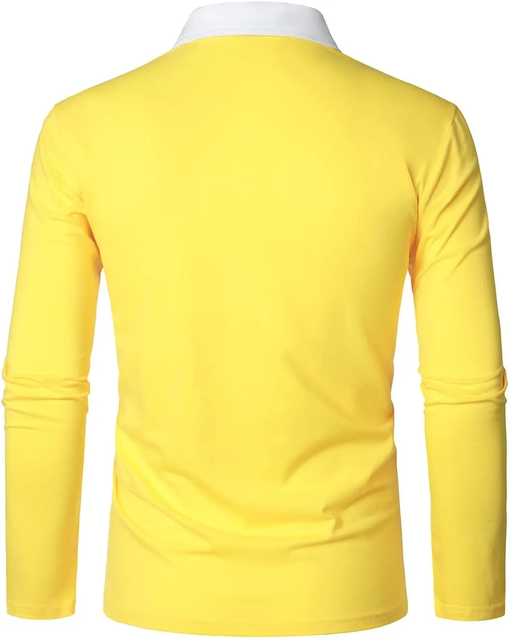 HOOD CREW Mens Long Sleeve Polo Shirts Fashion Color Block Zipper T Shirts