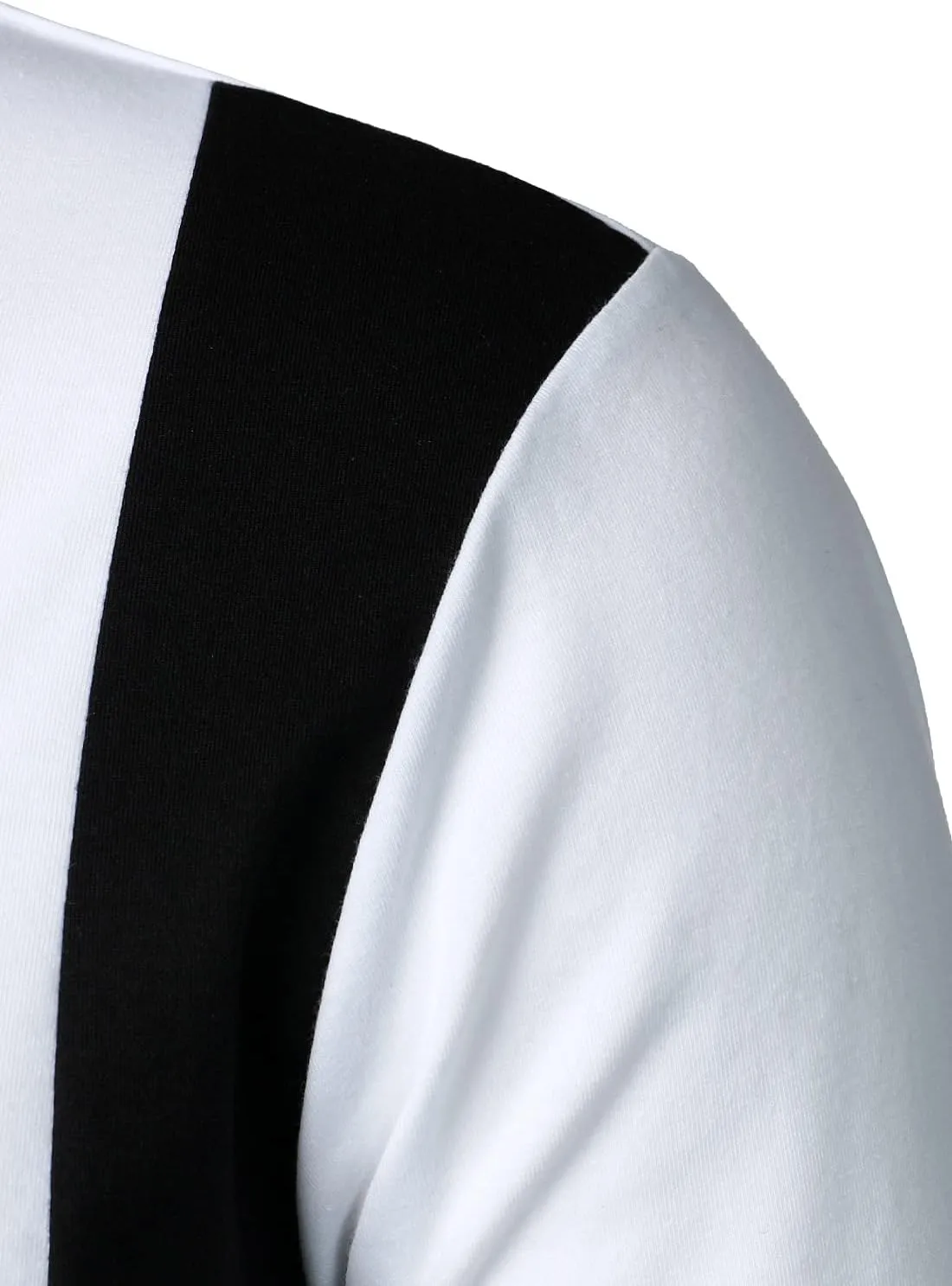 HOOD CREW Mens Long Sleeve Polo Shirts Fashion Color Block Zipper T Shirts