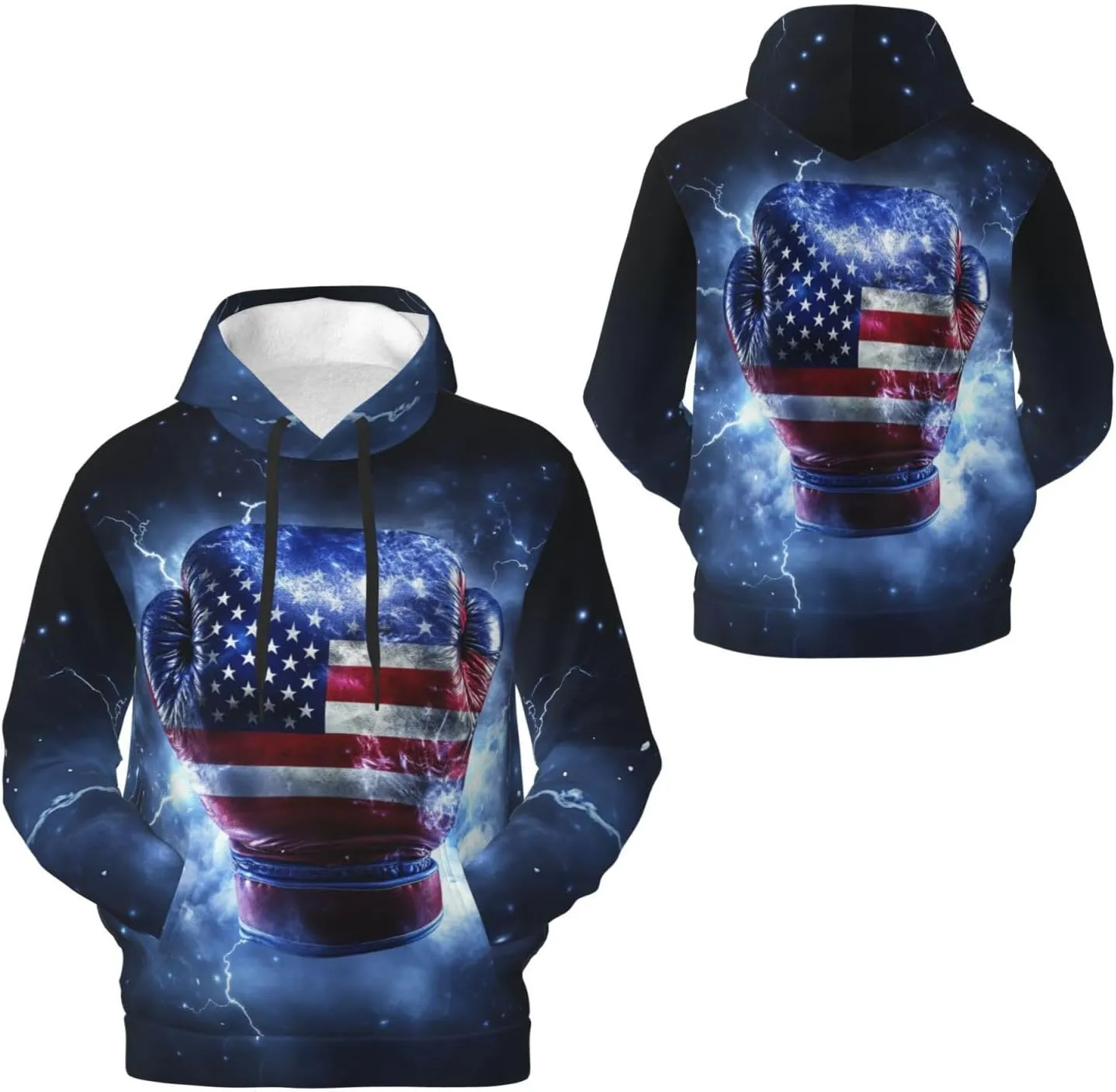 Hoodies for Men Novelty Mens Hoodies 3D Prints Thick Men's Graphic Pullover Hooded Sweatshirts with Big Pockets