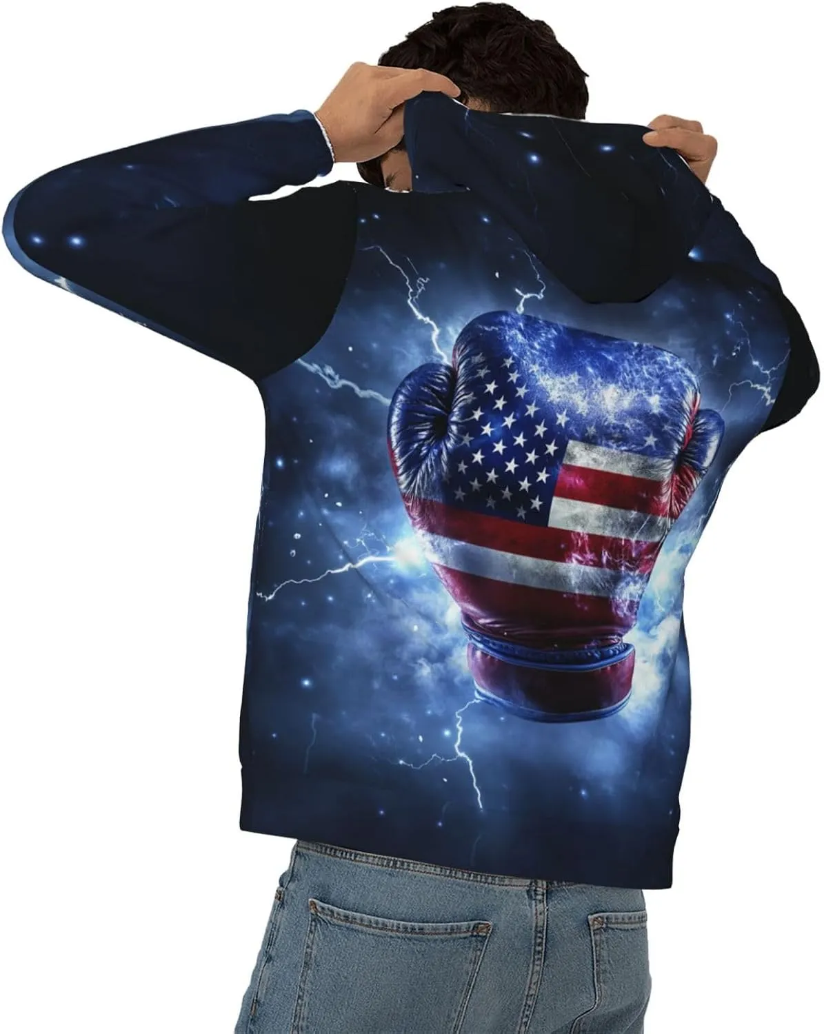 Hoodies for Men Novelty Mens Hoodies 3D Prints Thick Men's Graphic Pullover Hooded Sweatshirts with Big Pockets