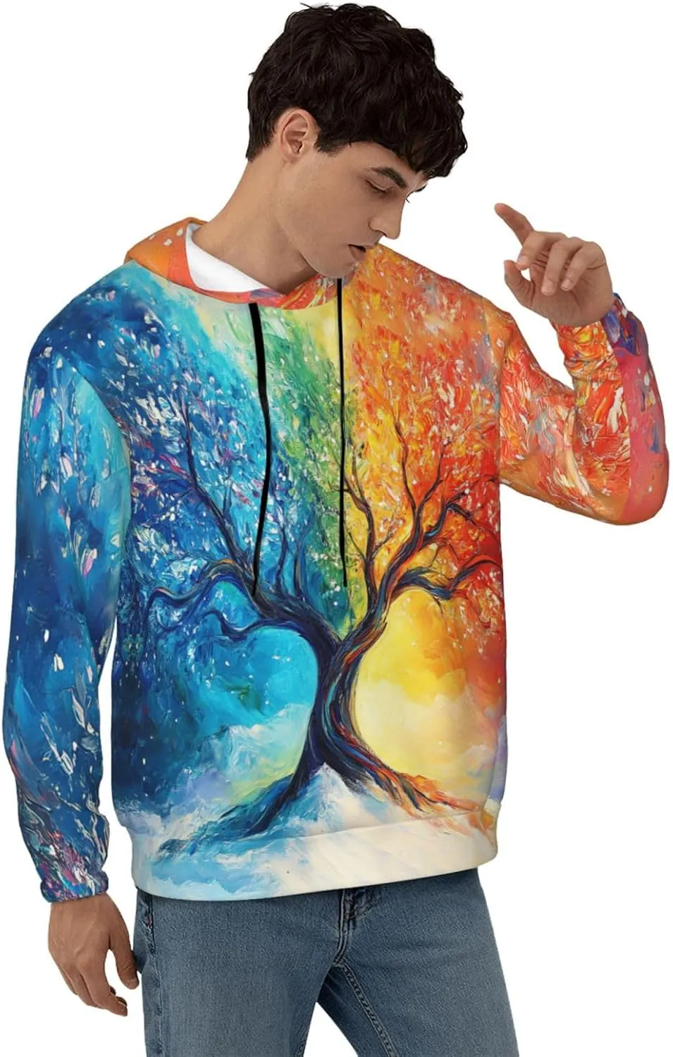 Hoodies for Men Novelty Mens Hoodies 3D Prints Thick Men's Graphic Pullover Hooded Sweatshirts with Big Pockets