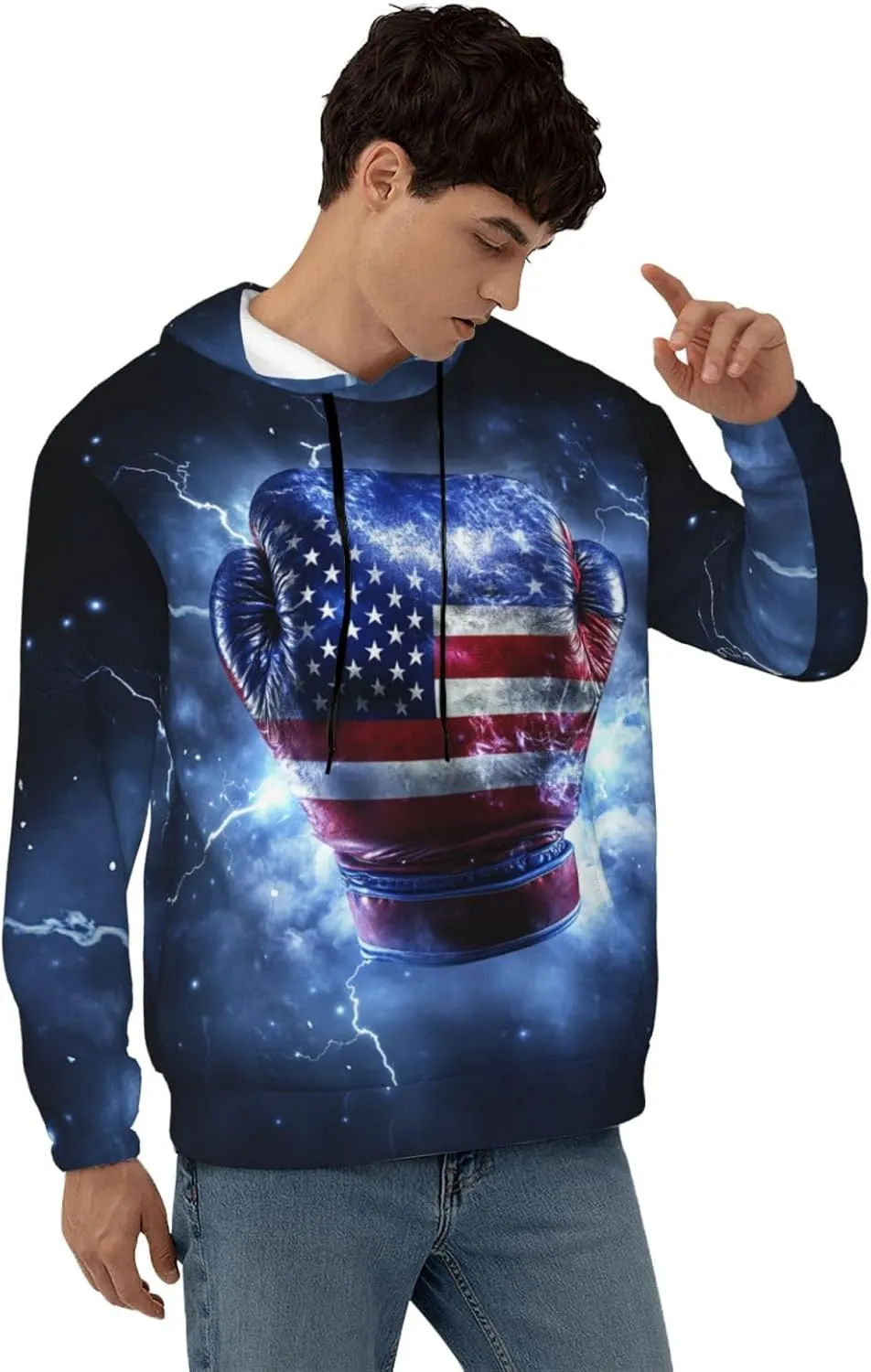 Hoodies for Men Novelty Mens Hoodies 3D Prints Thick Men's Graphic Pullover Hooded Sweatshirts with Big Pockets