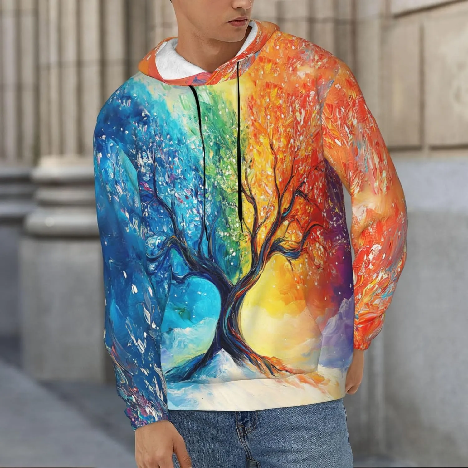 Hoodies for Men Novelty Mens Hoodies 3D Prints Thick Men's Graphic Pullover Hooded Sweatshirts with Big Pockets