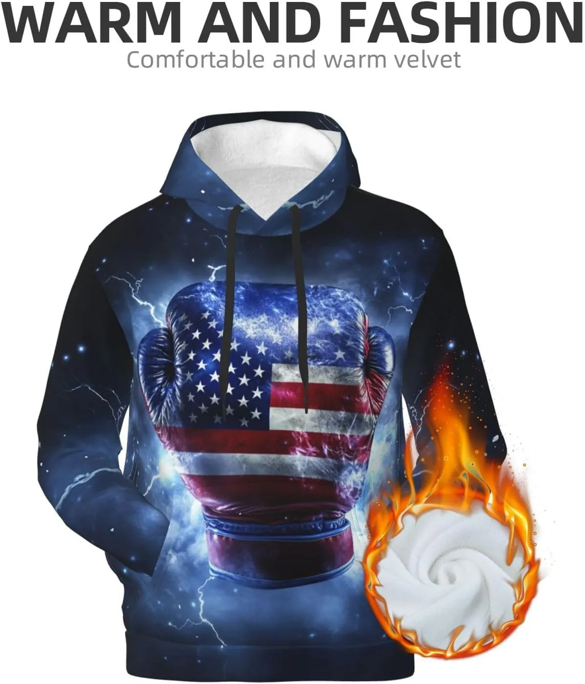 Hoodies for Men Novelty Mens Hoodies 3D Prints Thick Men's Graphic Pullover Hooded Sweatshirts with Big Pockets