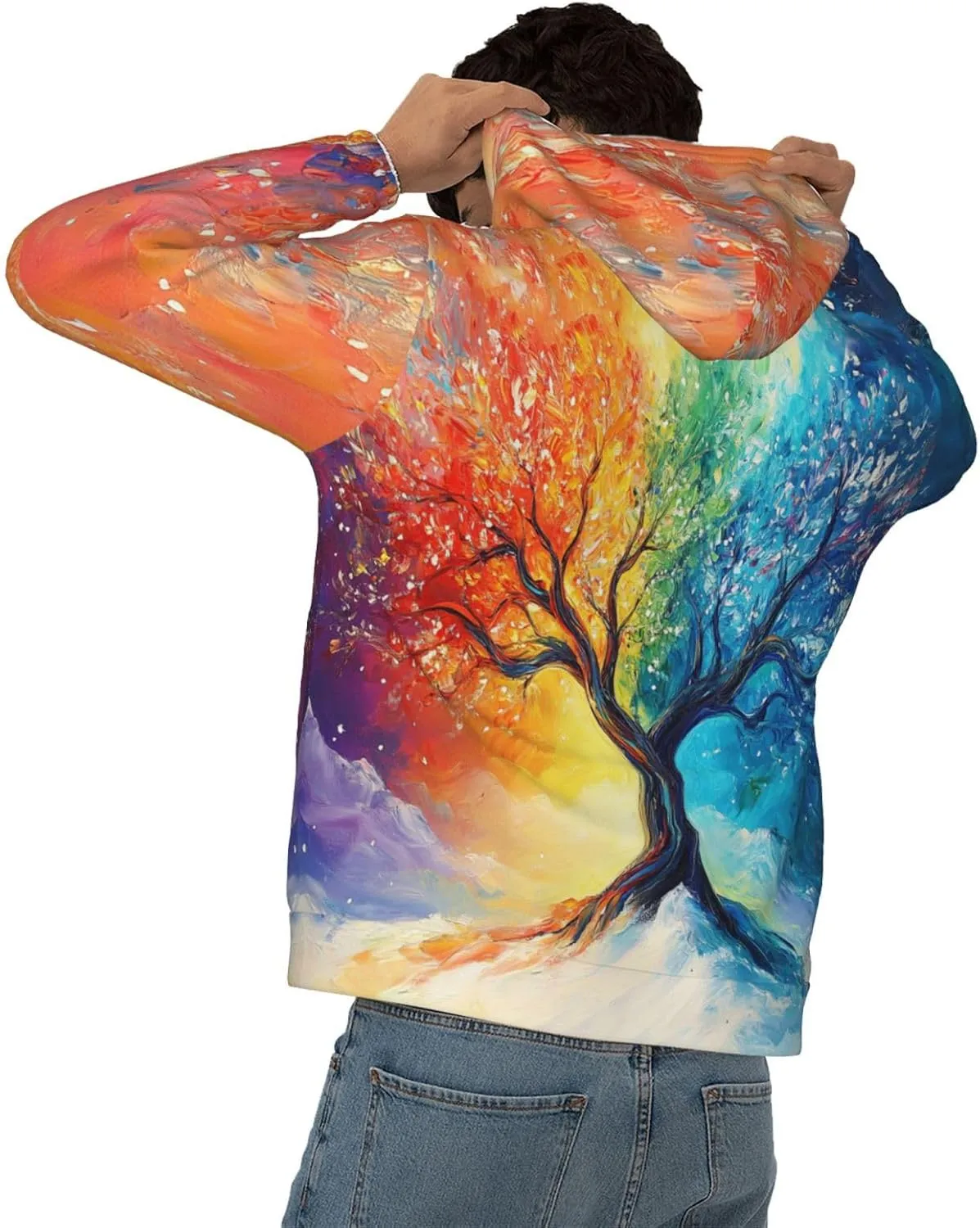 Hoodies for Men Novelty Mens Hoodies 3D Prints Thick Men's Graphic Pullover Hooded Sweatshirts with Big Pockets