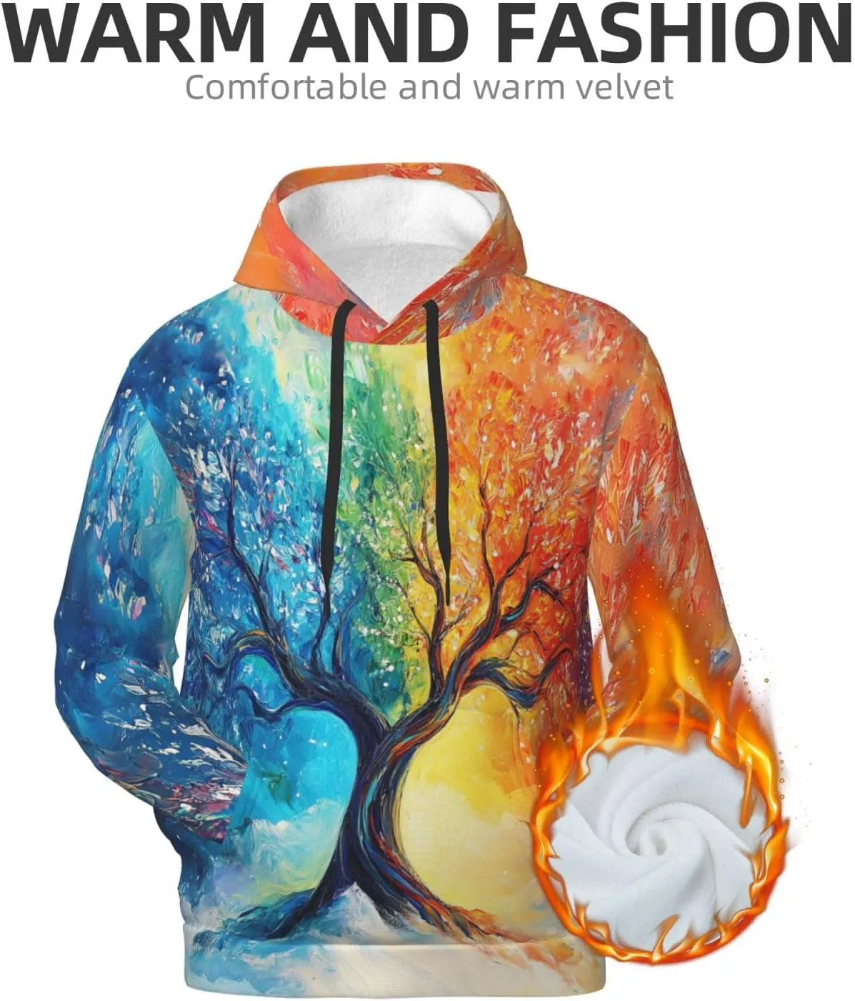 Hoodies for Men Novelty Mens Hoodies 3D Prints Thick Men's Graphic Pullover Hooded Sweatshirts with Big Pockets