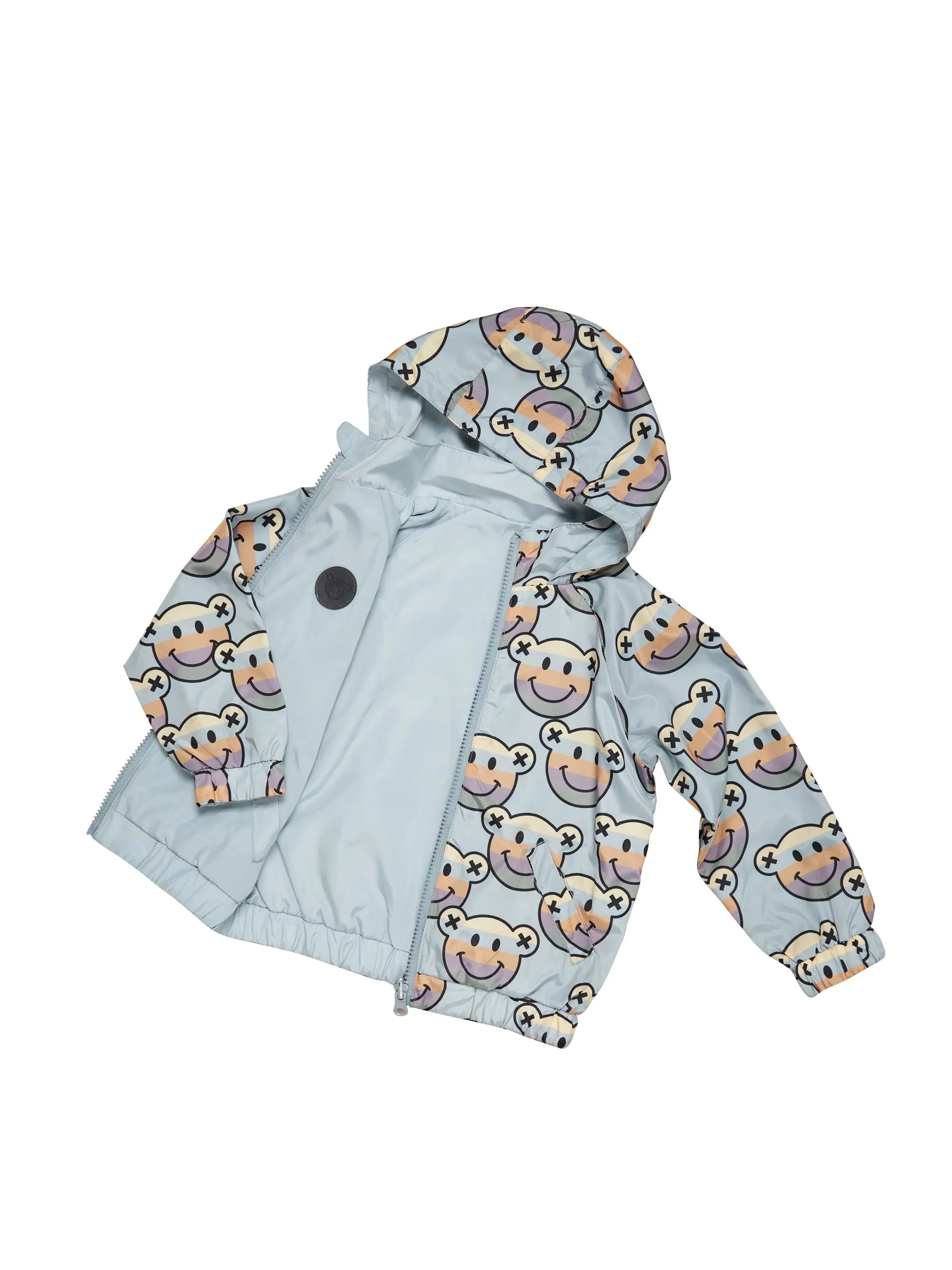 Huxbaby Smile Bear Reversible Rain Jacket - Dusty Sky