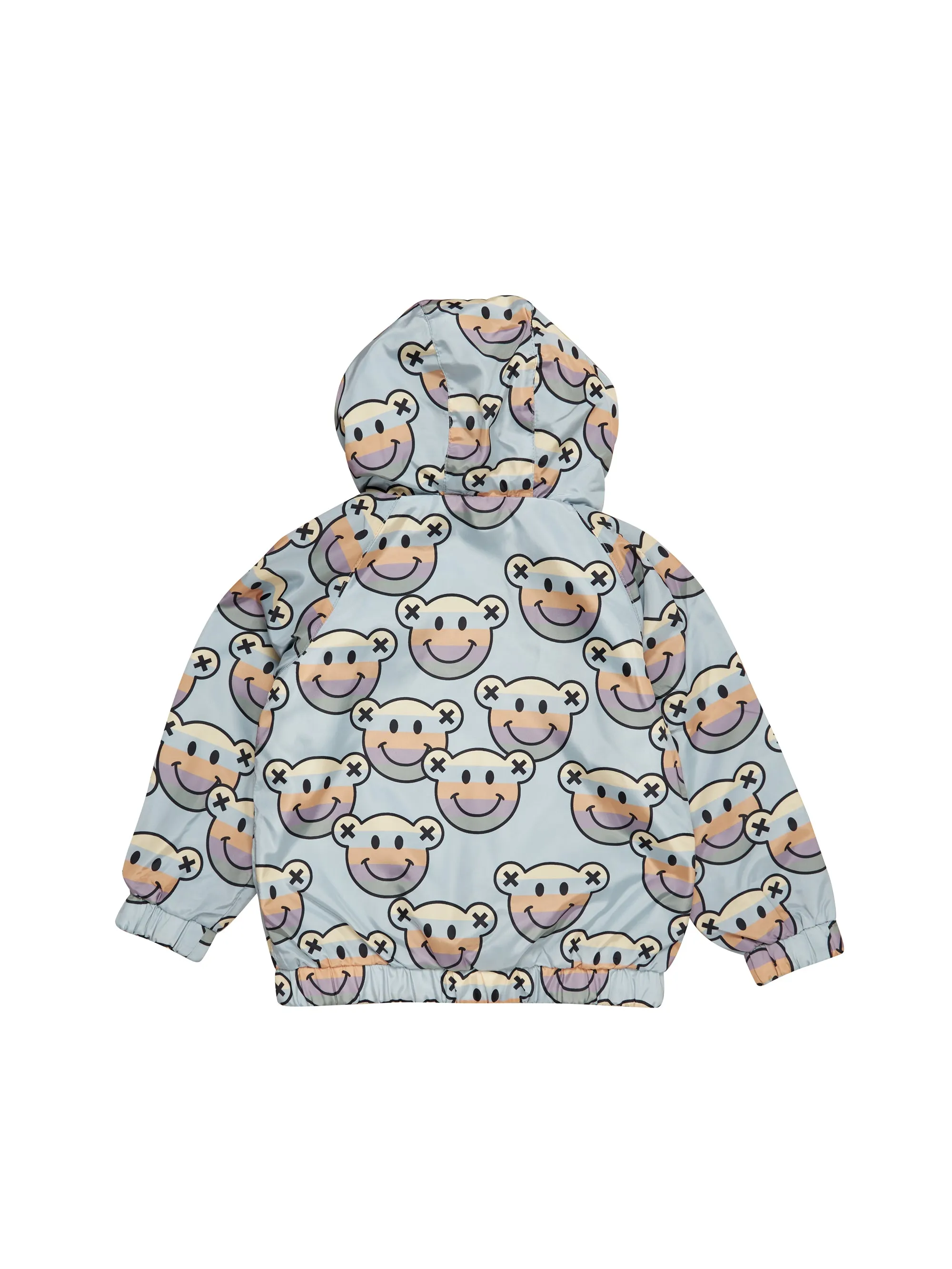 Huxbaby Smile Bear Reversible Rain Jacket - Dusty Sky