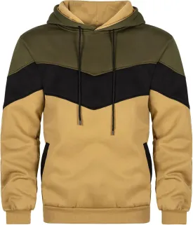 Keasmto Mens Hoodies Pullover Sweatshirt Color Block Fleece Long Sleeve Patchwork Casual Hoodie with Pockets