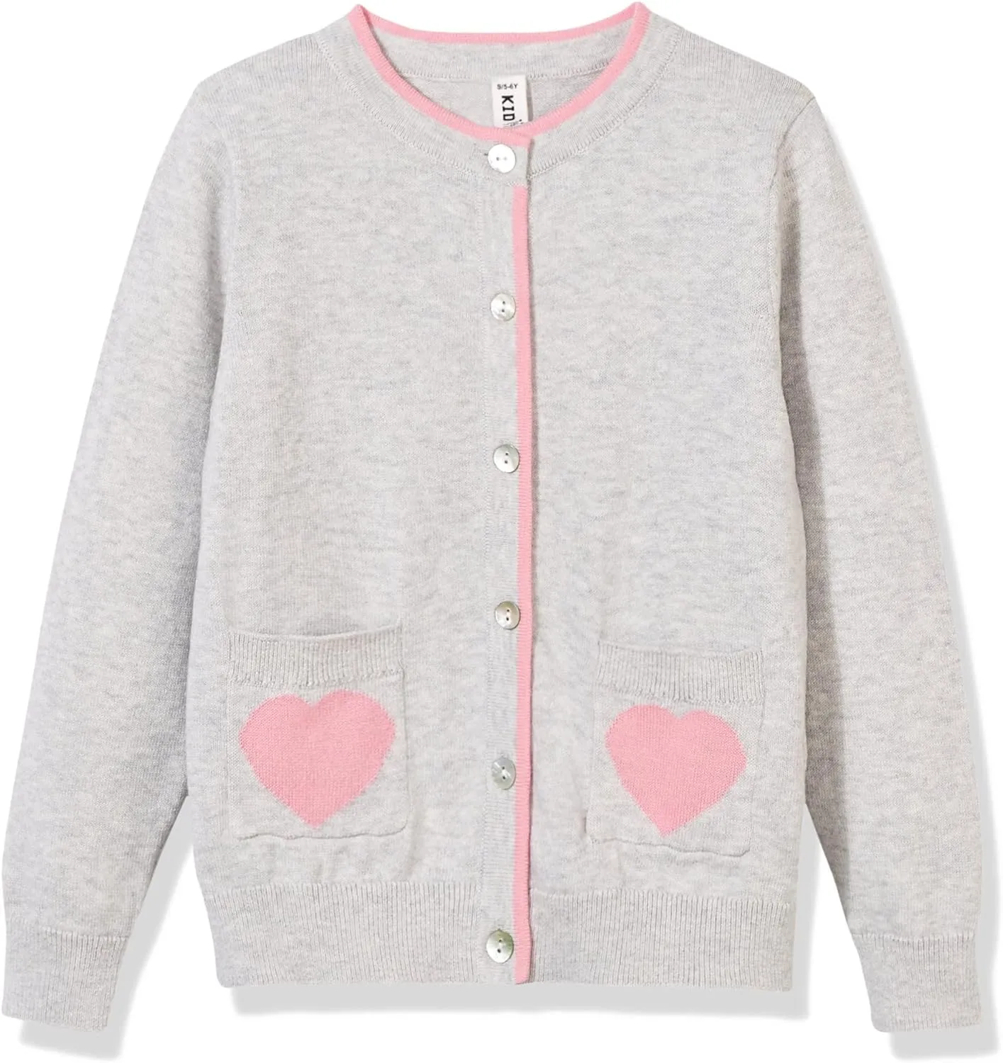 Kid Nation Girls' Cute Cardigan with Heart Pockets