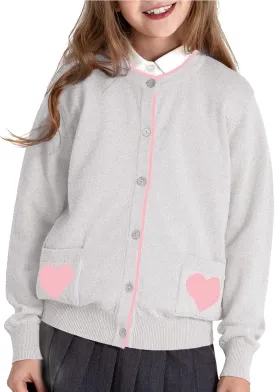 Kid Nation Girls' Cute Cardigan with Heart Pockets