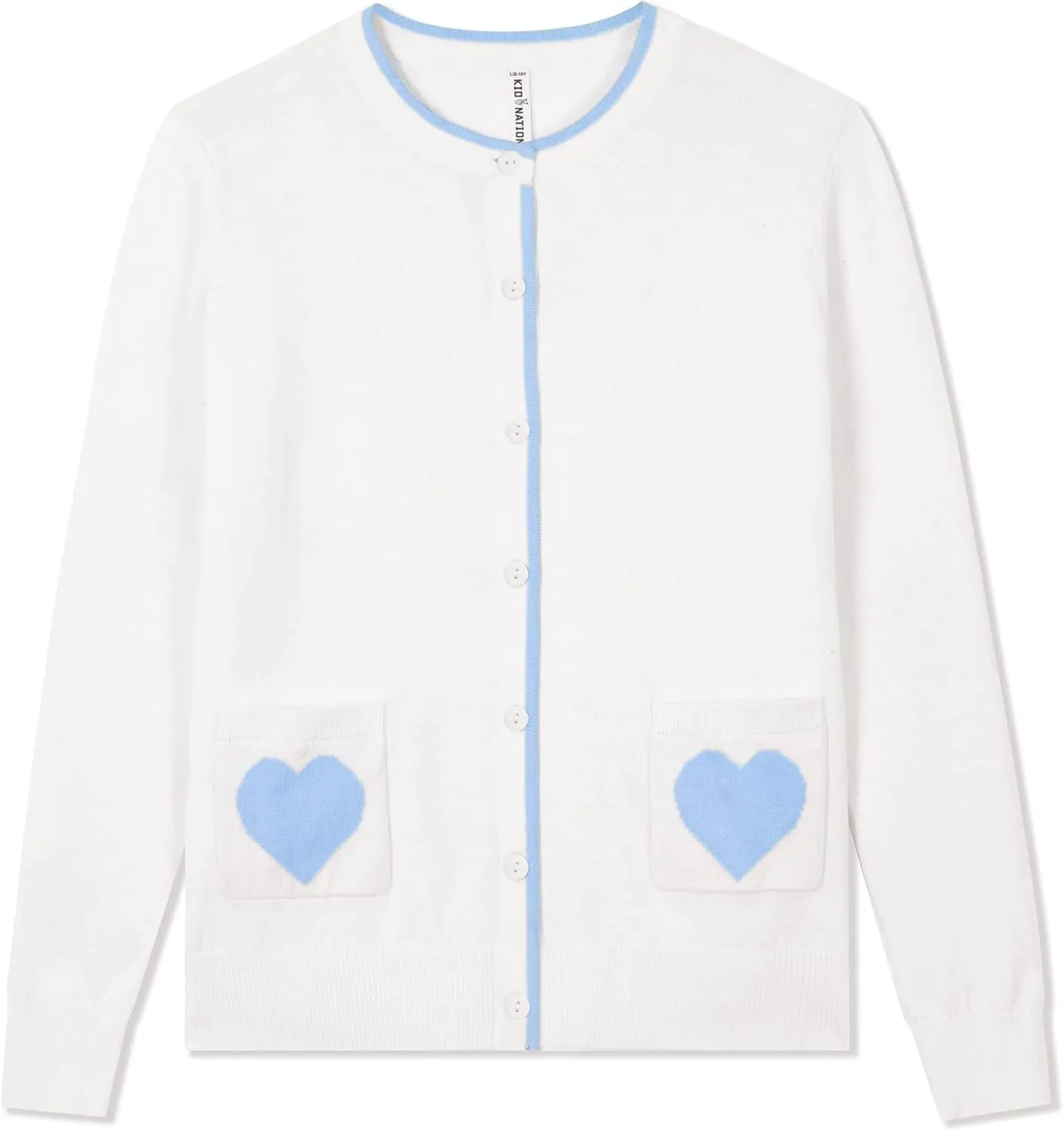 Kid Nation Girls' Cute Cardigan with Heart Pockets
