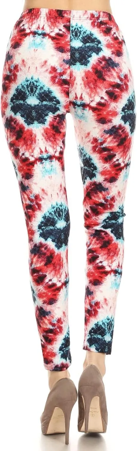 Leggings Depot High Waisted Tie Dye & Fabric Print Leggings for Women - Reg, Plus, 1X3X, 3X5X