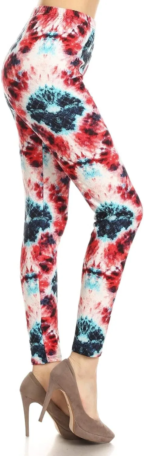 Leggings Depot High Waisted Tie Dye & Fabric Print Leggings for Women - Reg, Plus, 1X3X, 3X5X