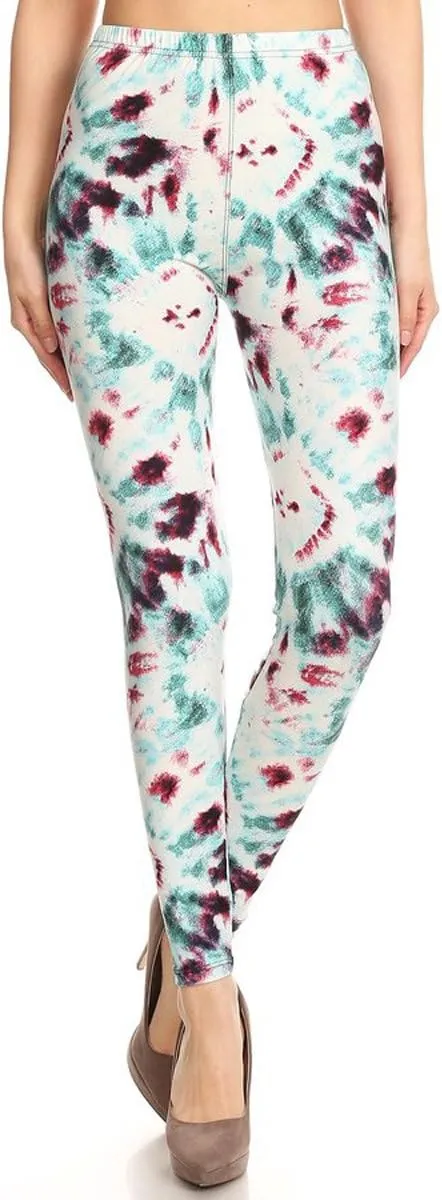 Leggings Depot High Waisted Tie Dye & Fabric Print Leggings for Women - Reg, Plus, 1X3X, 3X5X