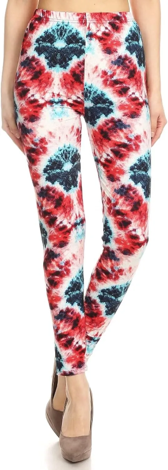 Leggings Depot High Waisted Tie Dye & Fabric Print Leggings for Women - Reg, Plus, 1X3X, 3X5X