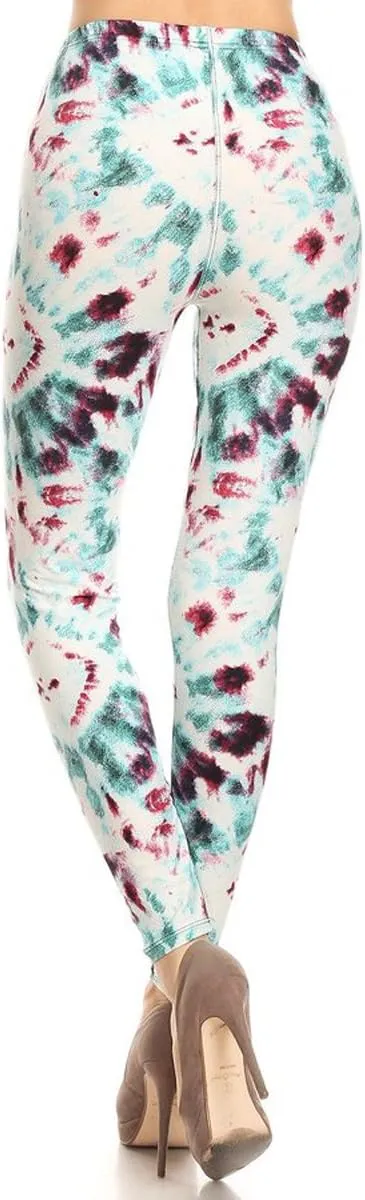 Leggings Depot High Waisted Tie Dye & Fabric Print Leggings for Women - Reg, Plus, 1X3X, 3X5X