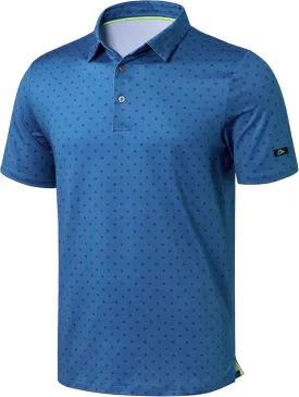Obla Mens Golf Polo Shirts Short Sleeve Dry Fit Performance Moisture Wicking Casual Print Collared Golf Shirts for Men