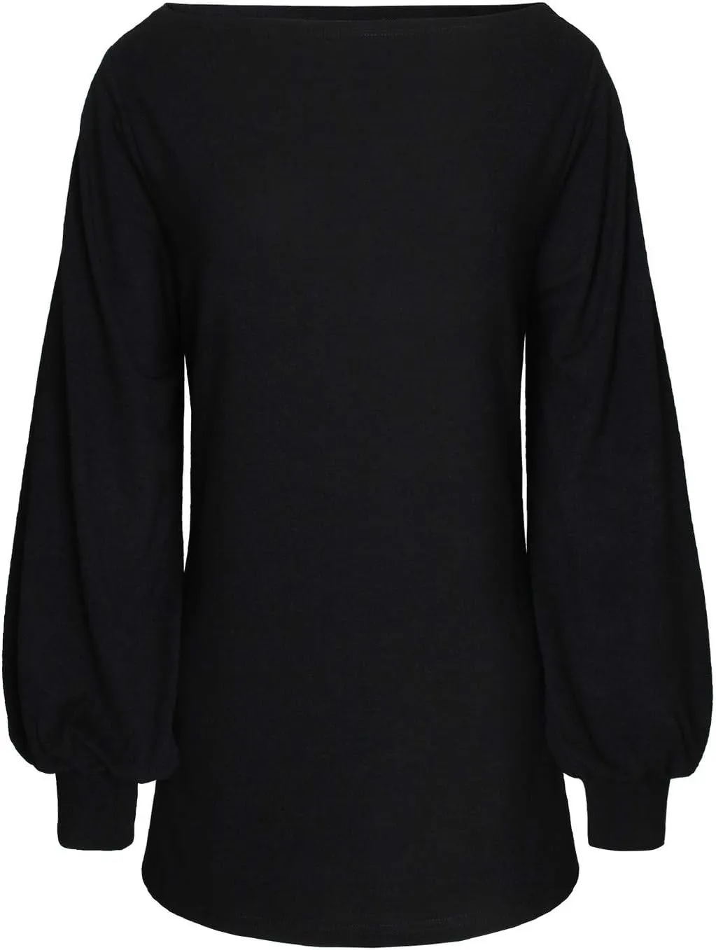 PESION Womens Casual Bishop Sleeve Blouse Boat Neck T-Shirts Tunic Tops