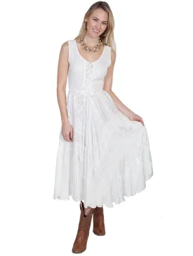 Scully Honey Creek Womens Full Length Dress Ivory 100% Rayon Lace Up M