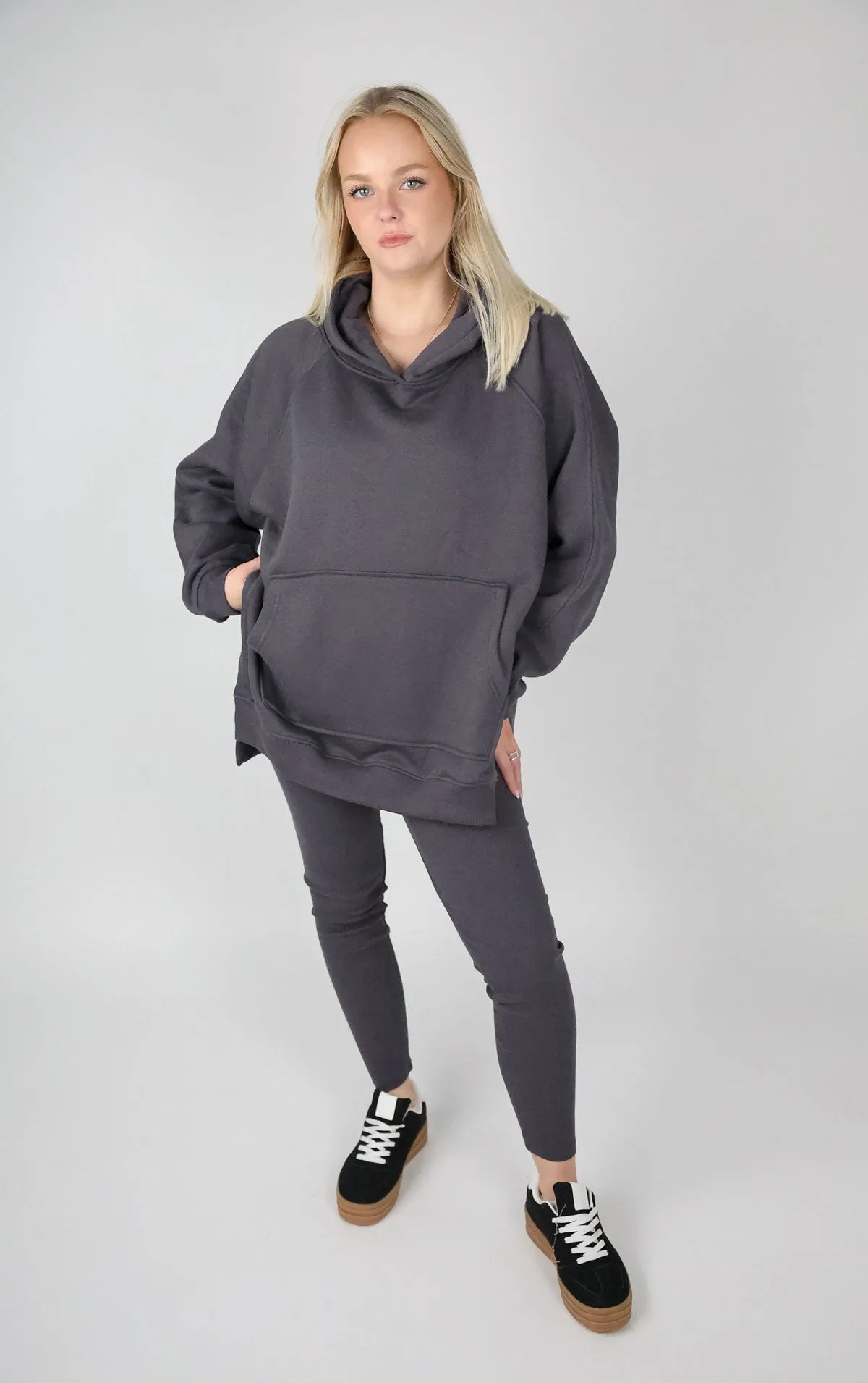 Slate Grey Oversized Leggings and Hoodie Set