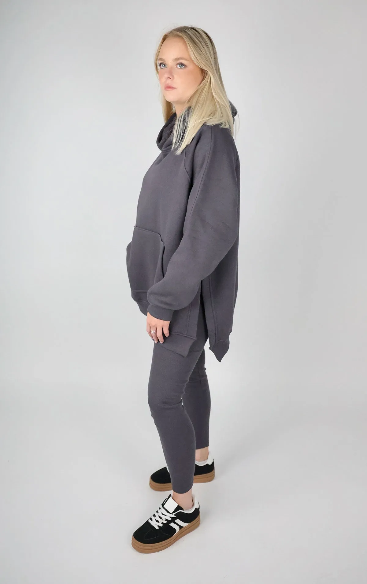 Slate Grey Oversized Leggings and Hoodie Set