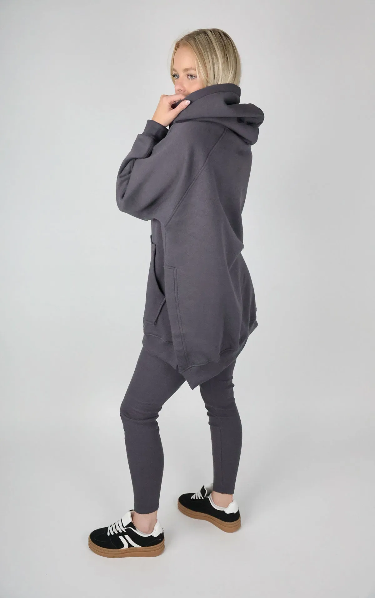 Slate Grey Oversized Leggings and Hoodie Set