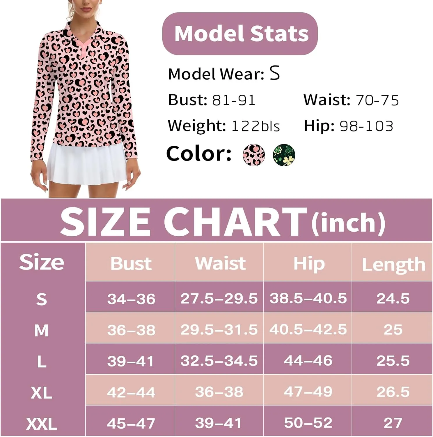 Soneven Women's Golf Polo Shirts - Moisture Wicking Long Sleeve Collared V-Neck
