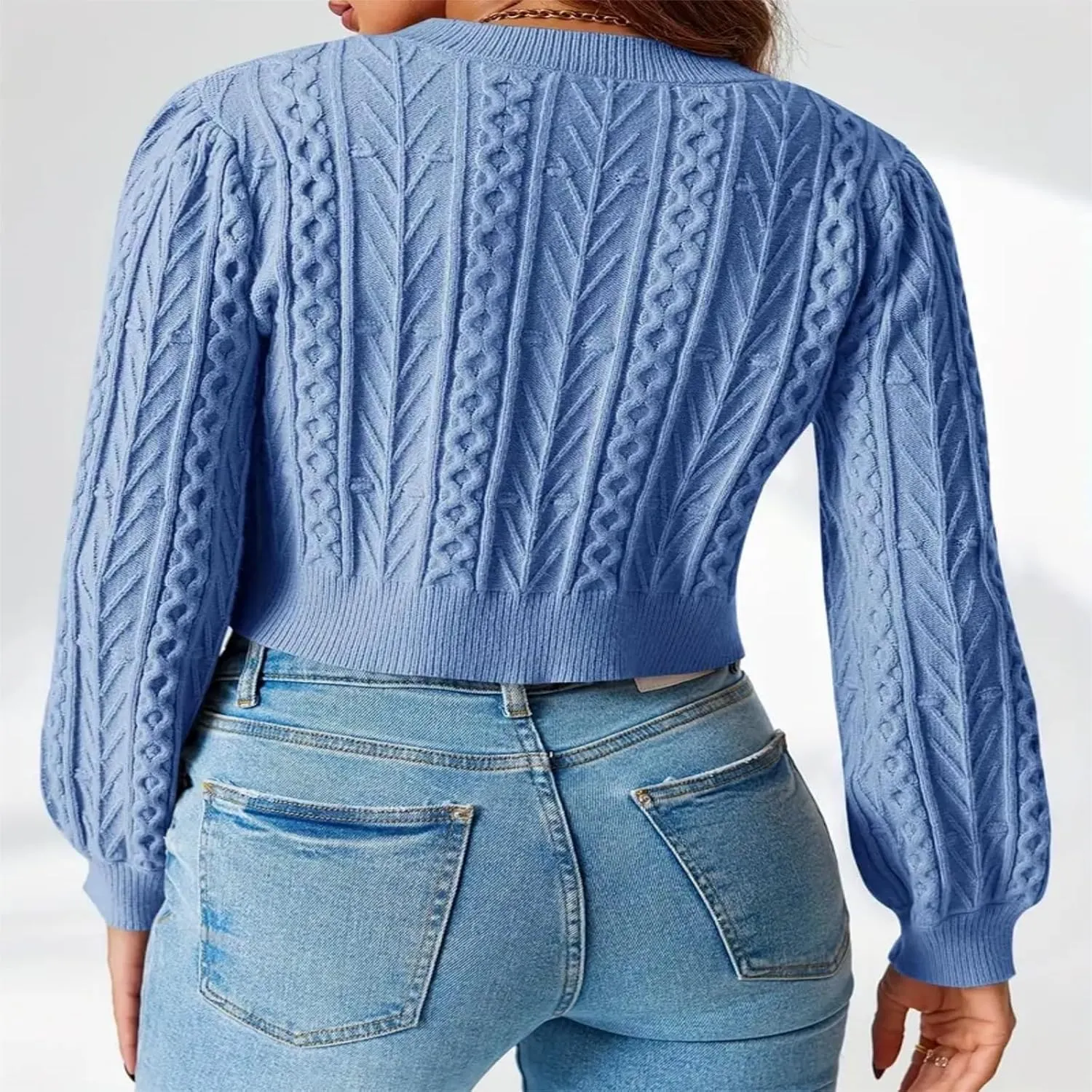 Tie Front Cardigan Sweaters for Women Cute Knit Long Sleeve Bow Tie Crop Blouse Top Y2K Cable Knit Ribbon Lace Up Sweater