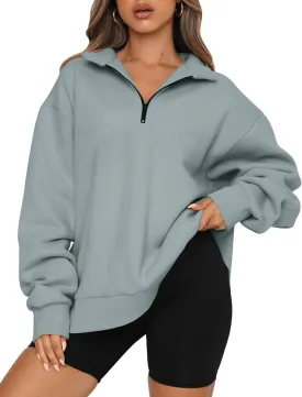 Trendy Queen Womens Oversized Sweatshirts Fall Fashion Hoodies Half Zip Pullover Long Sleeve Shirts Clothes Outfits