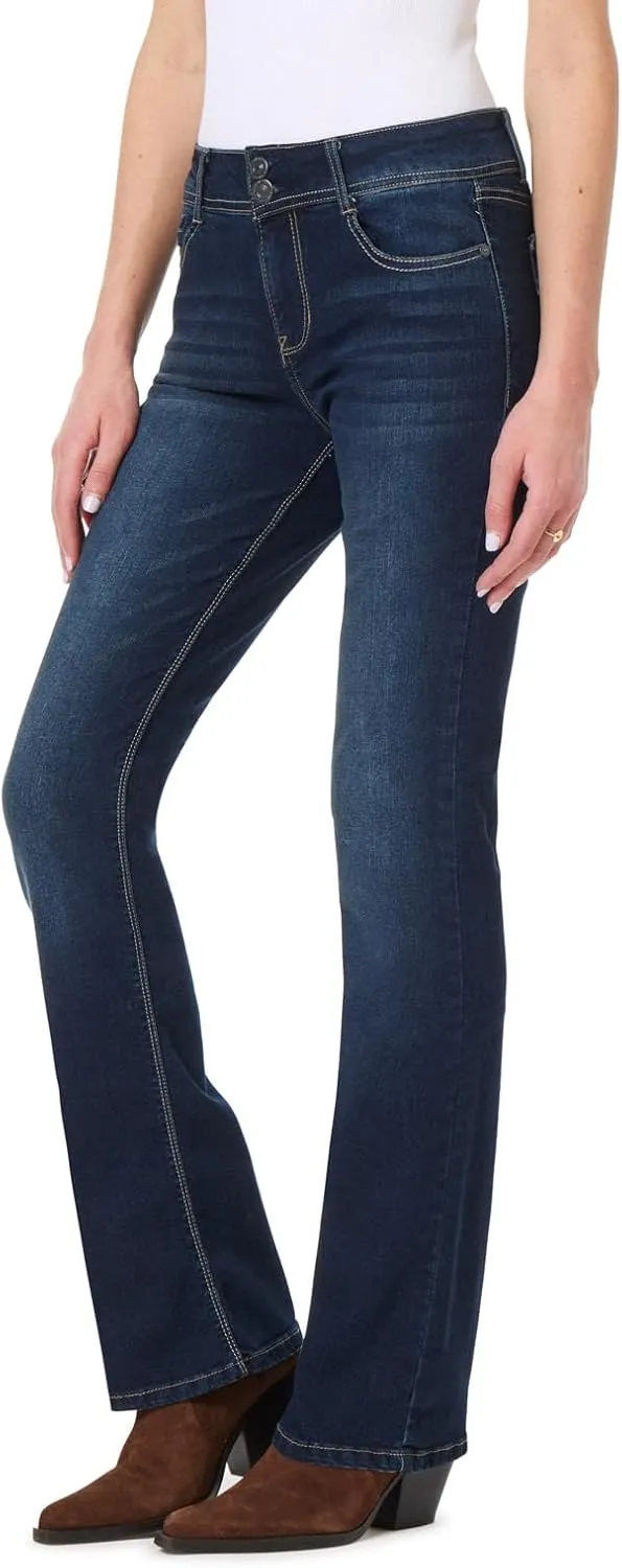 WallFlower Luscious Curvy Bootcut Jeans for Women Mid-Rise Insta Stretch Denim, Size Inclusive Juniors Jeans, Sizes 0 to 24