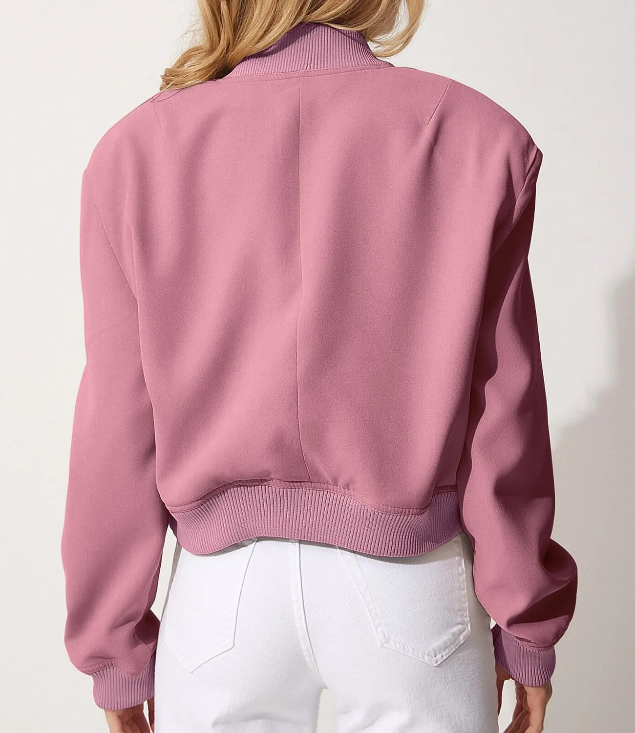 womens Cropped Bomber Jacket Button Down Varsity Jackets Shackets With Pockets