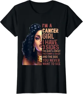 Womens I Have 3 Side Cancer Girl Cool Zodiac Astrology Star Sign T-Shirt