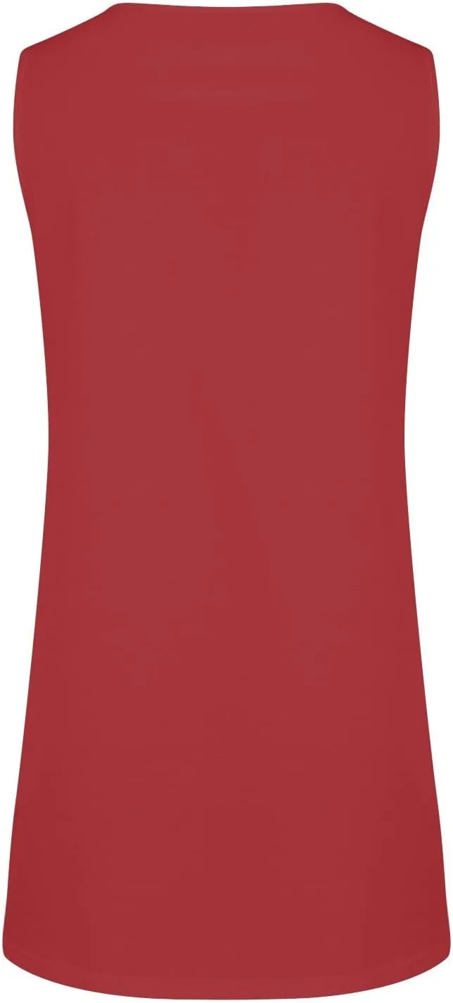 Women's Round Neck Casual Tank Dress Cuffless T Shirts Dresses Solid Color Beach Sundress with Pocket