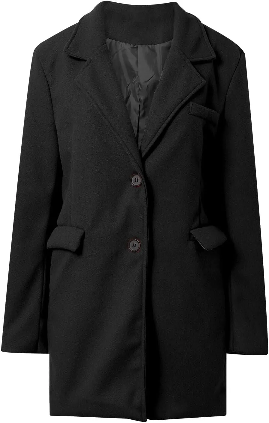 Womens Trench Coats Elegant Wool Pea Overcoats Lapel Collar Double Breasted Long Outwear 2024 Winter Clothing Pockets